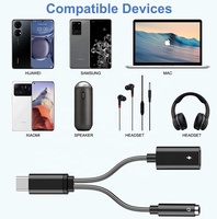 Digitaler Konverter-Kabel 2-in-1 Typ-C 3,5mm Aux Audio Kopfhörer-Ladeadapter PVC Mikrofon-Lautsprecher Typ-C zu 3,5mm Aux-Adapter