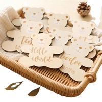 Annonce de naissance : Bonjour le monde – Ensemble de disques muraux en bois peints en forme d'ours pour bébé, cadeau pour les étapes importantes