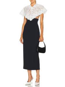 Set Elegante da Donna con Coprispalle in Pizzo, Abito Aderente che Valorizza la Figura - Product Image 5