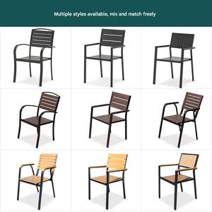 Fauteuil de jardin moderne noir avec assise à lattes, imperméable, pour villa, parc, balcon, cour, hôtel, sièges de loisirs - Product Image 5