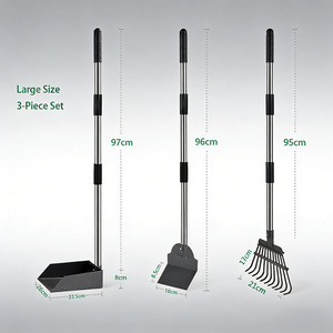 Venta al por mayor de fábrica: Herramienta recogedora de excrementos de mascotas de gran tamaño, recogedor de excrementos, rastrillo duradero, juego de palas con bandeja, kit portátil para la eliminación de desechos de mascotas - Product Image 1
