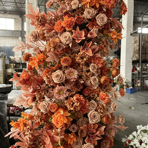 Handmade Artificial Flower Pillar Arch Mixed Pink Red Roses Romantic Dreamy Wedding <b>Decoration</b> Reusable Recyclable - Product Image 3