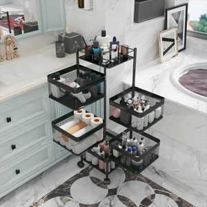 Manufacturer Wholesale 5 Tier Foldable Multi-functional Chrome-Plated Durable Kitchen Steel Rotating Cart Food Storage Modern - Product Image 2