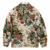 Veste en jacquard floral vintage pour homme, coupe ample, boutonnée, style décontracté, avec poches