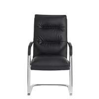 Chaise de bureau KMJ à prix abordable, chaise de visiteur en cuir noir populaire sans roulettes