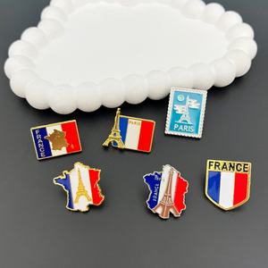 Nouvelle Arrivée Broche Drapeau <span class=keywords><strong>Français</strong></span> Personnalisée Tour Eiffel de Paris Épinglette en Émail pour Vêtements et Sacs Décoration Souvenir Touristique Cadeau - Product Image 1