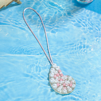 Pendentif de sac fait main en perles, coquillages, étoiles de mer et monnaies de sable, rose et blanc, thème été, OEM, vente en gros