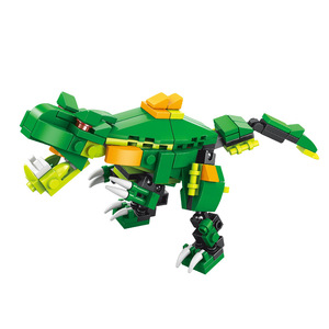 Nouvel ensemble de blocs de construction en plastique ABS à assembler soi-même 6-en-1, 40 pièces, modèles de dinosaures (Triceratops/Tyrannosaurus), <span class=keywords><strong>train</strong></span>, avion, échelle 1:8 - Product Image 2