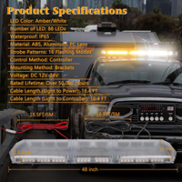 Barre lumineuse de signalisation LED ambre 47 pouces 120 cm 88 LED 8000 lumens 12V/24V pour voiture, camion, remorque, utilisation en cas d'urgence