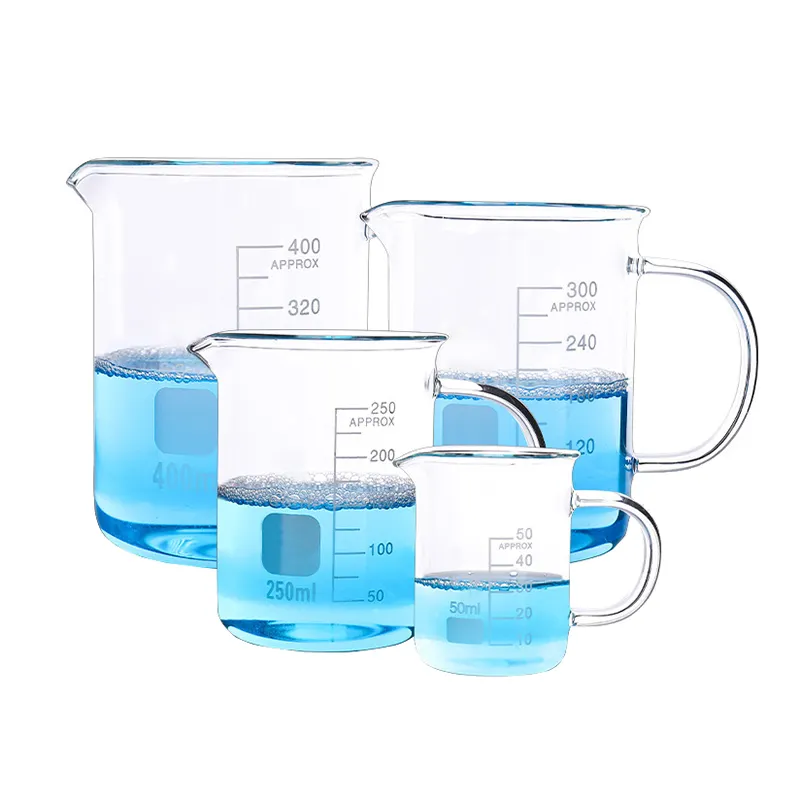 Verrerie de laboratoire 150mL 250mL 500mL 1000mL Bécher en verre borosilicaté avec poignée