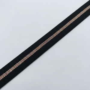 Elástico tejido de 1cm de nailon y poliéster de bajo precio al por mayor con banda metálica en las correas medias para uso en chaquetas - Product Image 1