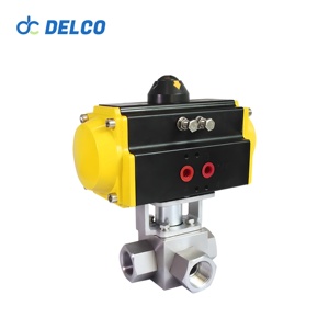 Vanne à boisseau sphérique DELCO à trois voies filetée à actionnement pneumatique DK66-HG-T - Product Image 5