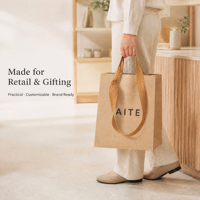 Sacs shopping en papier kraft écologiques de haute qualité, best-sellers, avec logo personnalisé, pliables, avec poignées en corde, extra grands