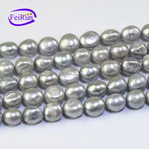 FEIRUN 12-13mm AA silver grey nugget baroque fresh water pearls culturing equipmentent