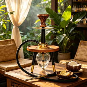 Chicha créative ronde en bois, portable pour l'extérieur, 45 cm, ensemble complet de chicha de luxe en alliage d'aluminium, en stock - Product Image 1