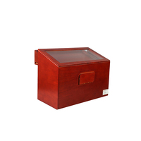 Boîte de rangement en bois rouge brillant de luxe sur mesure en gros avec couvercle en verre transparent, coffret à souvenirs rectangulaire multifonctionnel en bois