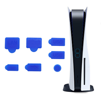 Ensemble de 7 bouchons anti-poussière en silicone pour console de jeu, ports LAN et USB, couvercle de protection anti-poussière souple et flexible pour PS5