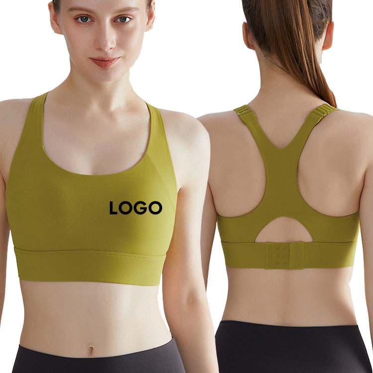 Sports Yoga Top High Support Seamless Soft Fabric Sexy Backless Double Layer Straps Sports Bra for Women Fitness Breathable