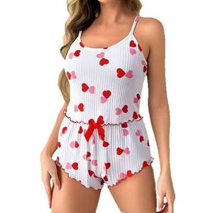 Stile europeo americano 2025 estate nuovo pigiama <span class=keywords><strong>TEMU</strong></span> Sexy <span class=keywords><strong>vestiti</strong></span> per la casa vestito elastico in vita senza maniche stampa speciale - Product Image 5