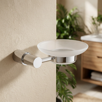 Support mural moderne et portable pour savon Metalique 51015-CR, chromé, en alliage de zinc et verre, pour hôtel, salle de sport, salle de bain et cuisine