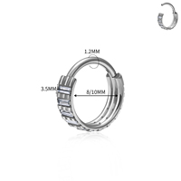 Anting Titanium G23 16G Model Segmen untuk Hidung dengan Zirkonia Kubik, Anting Tiga Lapis untuk Tulang Rawan, Helix, Tragus, Perhiasan Tindik Wanita
