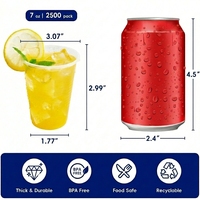 Lot de 2500 gobelets jetables en plastique transparent durable de 7 oz pour pique-nique, voyage, Halloween, Noël, fêtes et événements