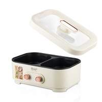 Olla Eléctrica Doble RAF R.5420 de 6L con Dos Compartimentos de 3L, 1000W de Potencia, Controles Independientes, Divisor de Sabores, Tapa de Vidrio, Cocina de Mesa