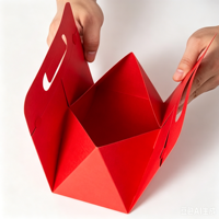 Boîte cadeau en kraft recyclable avec poignée intégrée, en stock, boîte d'emballage pliable portable pour cadeaux de mariage