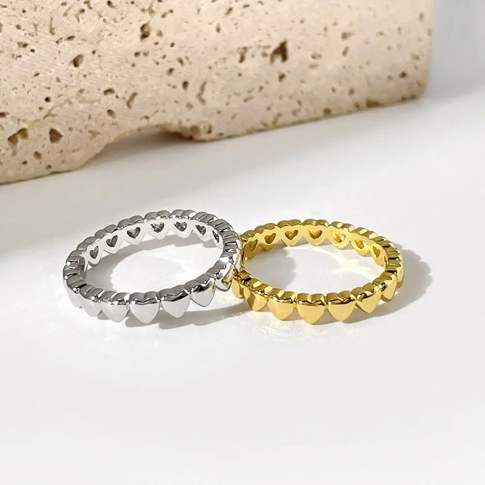 Neuer 925 Sterling Silber Ring einfach kein Stein Herz nicht trüben Anti-Allergie hohe Qualität Best Sale 14 Karat 18 Karat vergoldet Ring