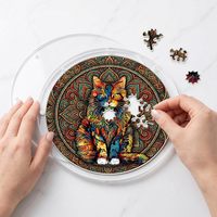 Kit de puzzle en acrylique personnalisé attrape-soleil Mandala Chat coloré Bohème, suspension de fenêtre en verre teinté, puzzle en forme de lame de scie
