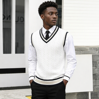 Gilet pull sans manches en tricot de polyester unisexe pour adulte, style preppy, accessoires d'uniforme scolaire JK, en stock