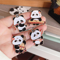 Broche en alliage de zinc créative, motif panda dessin animé, instrument classique chinois, tendance nationale, pour sacs d'étudiants