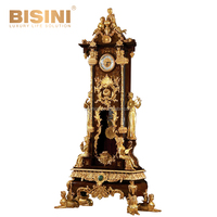 Horloge de grand-père de 85 pouces de haut, style baroque, plaquée or, bronze, fée et chérubins