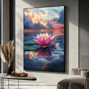 Dipinto su Tela di Fiore di Loto Rosa, Nettare di Pace, Decorazione Murale per Sala Yoga, Regalo Naturale e Sereno per Arredamento Casa - Product Image 1