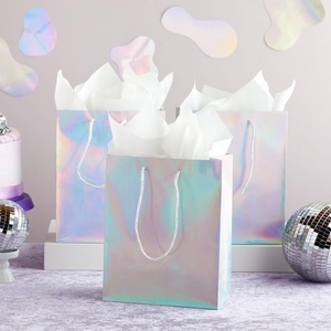Ventes en gros de sacs en papier holographique de haute qualité pour vêtements de luxe avec logo personnalisé - Product Image 5