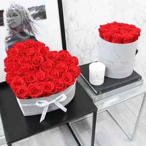 Großhandel Vatertag Geschenk verpackung Luxus boxen für Blumen, Herz Samt Blumenkästen