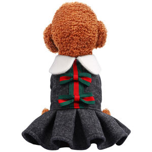 ชุดกระโปรงสุนัขลายพิมพ์ผ้าฝ้าย ดีไซน์ใหม่ ฤดูใบไม้ผลิ ฤดูใบไม้ร่วง ฤดูหนาว ยอดนิยม คลาสสิก สวยสง่า อุ่น หนานุ่ม น่ารัก พร้อมโบว์ - Product Image 3