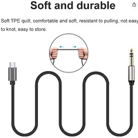 Kabel Stereo USB C ke 6.35mm 1/4 inci, kabel TRS Tipe C ke 1/4, Adaptor Audio Aux Jack untuk ponsel Amplifier Speaker Headphone
