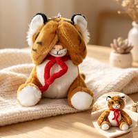 Peluche Tigre Mignon et Timide, Jouet en Peluche Doux avec Écharpe Tricotée pour Enfants, Cadeau, Décoration de Table, Vente en Gros, Personnalisation Prise en Charge