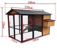 Buitenverblijf voor huisdieren van weerbestendig hout met asfaltdak, metalen gaas, veilig & ruim huisje voor huisdieren, uitneembare lade voor konijnen, kippen, katten