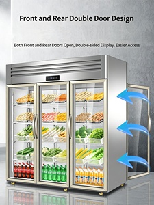 Vitrine réfrigérée à double porte vitrée pour sushis, table de préparation de salades réfrigérée avec éclairage LED pour la restauration - Product Image 5