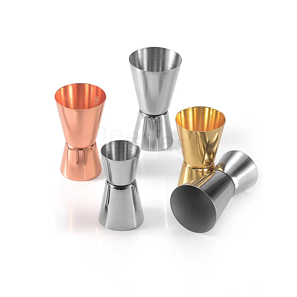 Gute Idee Designer Bar Tool Edelstahl Jigger Shot Pourer Messung Roségold Metall Doppelkopf Cocktail Jigger Maß