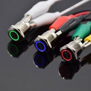 12mm Metall Druckknopf schalter Flach kopfring 3-6V 12V 24V 220V Selbst rück setzung Momentan Wasserdichtes Auto Auto Eng rot grün - Product Image 2