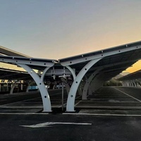 Structure de carport solaire économique de haute qualité galvanisée à chaud pour les petites et moyennes surfaces de stationnement, système de support photovoltaïque, marque Jingshuo