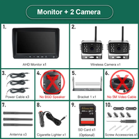 Caméra sans fil IR 2 pièces avec radar d'angle mort AHD 7 pouces, vision nocturne, alarme BSD, enregistreur DVR, écran partagé pour camion