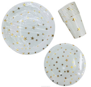 Service de table en papier, assiettes à dessert, gobelets jetables, articles de fête, fête étoilée, <span class=keywords><strong>anniversaire</strong></span> d'enfant, transport, Kaile, <span class=keywords><strong>adulte</strong></span>, or - Product Image 3