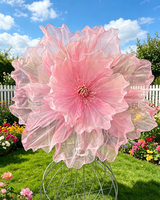 Fleur de pavot rose géante artificielle en soie, grande décoration florale pour mariage, fête, exposition en centre commercial