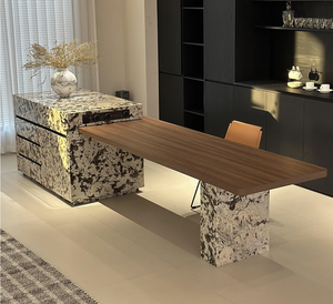 Ensemble de salle à manger de luxe personnalisé en bois de manguier massif avec tête de lit, tables et chaises modernes pour la conception d'intérieur commercial - Product Image 1