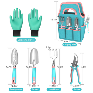 Juego de herramientas de jardín, paquete de 8 herramientas de jardín de alta resistencia con empuñadura de goma antideslizante con bolsa de jardín grande para herramientas para regalo de Madre Padre - Product Image 2
