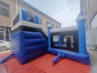 Château gonflable multicolore avec toboggan, structure de saut gonflable avec large piste pour l'intérieur et l'extérieur